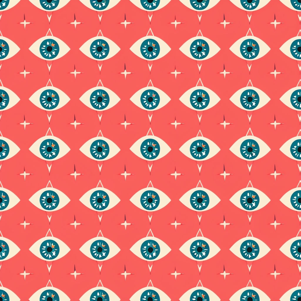 Whimsical Vintage Eye Symbols Seamless Pattern Design