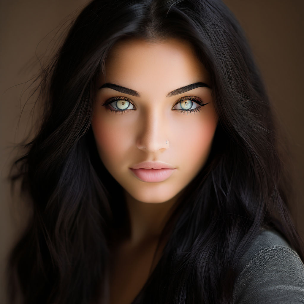 Black hair hazel eyes female hotsell