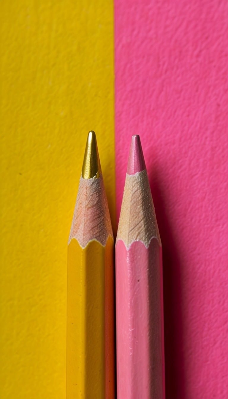 Yellow and Pink Pencils Close-Up on Vibrant Background Mobile Wallpaper