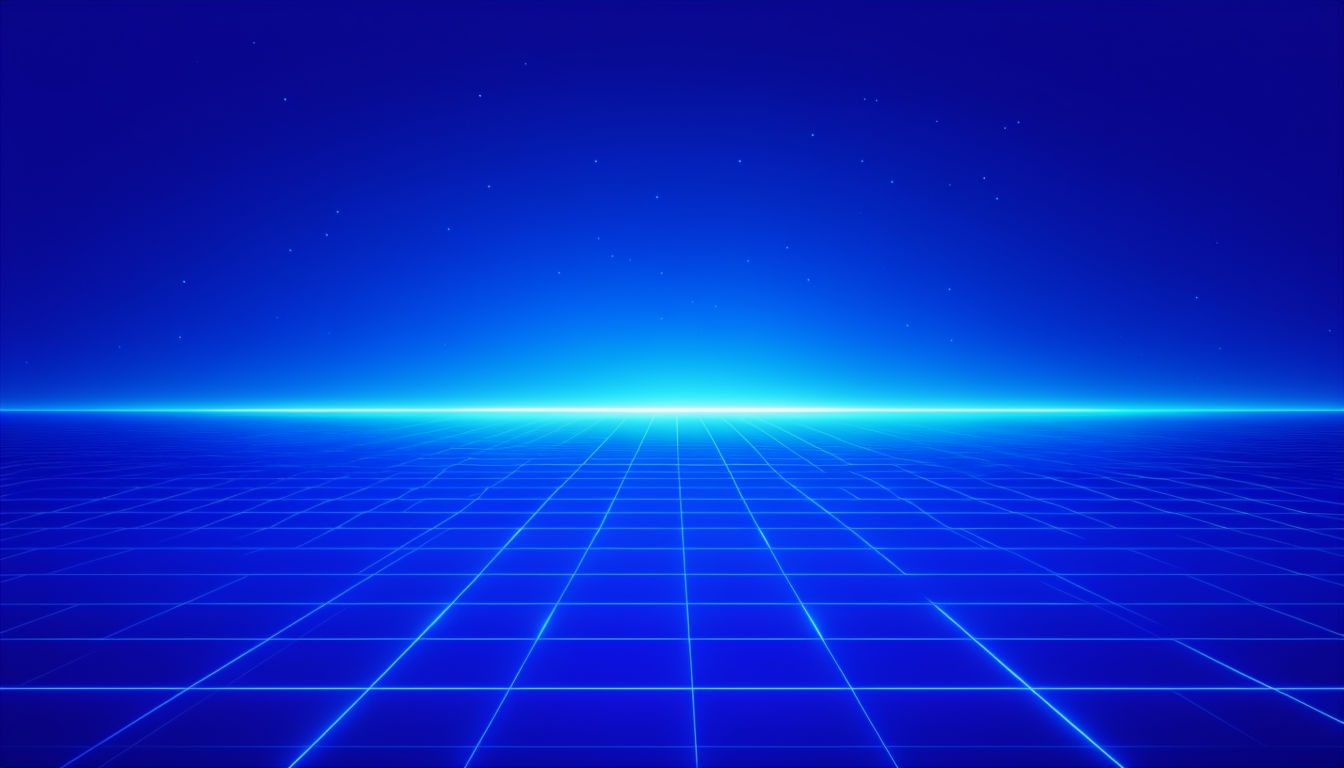 Vibrant Retro-Futuristic Gridscape Inspired by 1980s Arcade Art Virtual Backgrounds