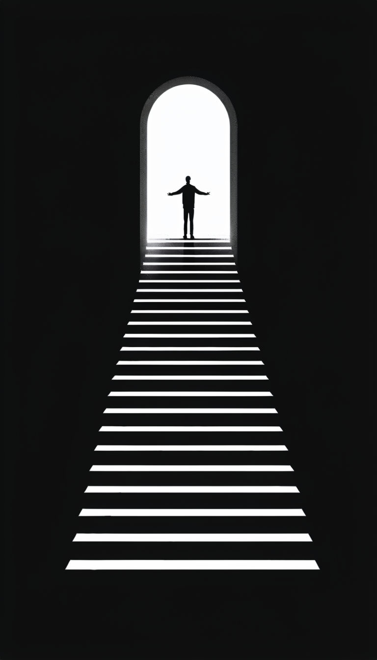 Ascend the Stairs to a Mystical Arched Doorway Illustration Mobile Wallpaper
