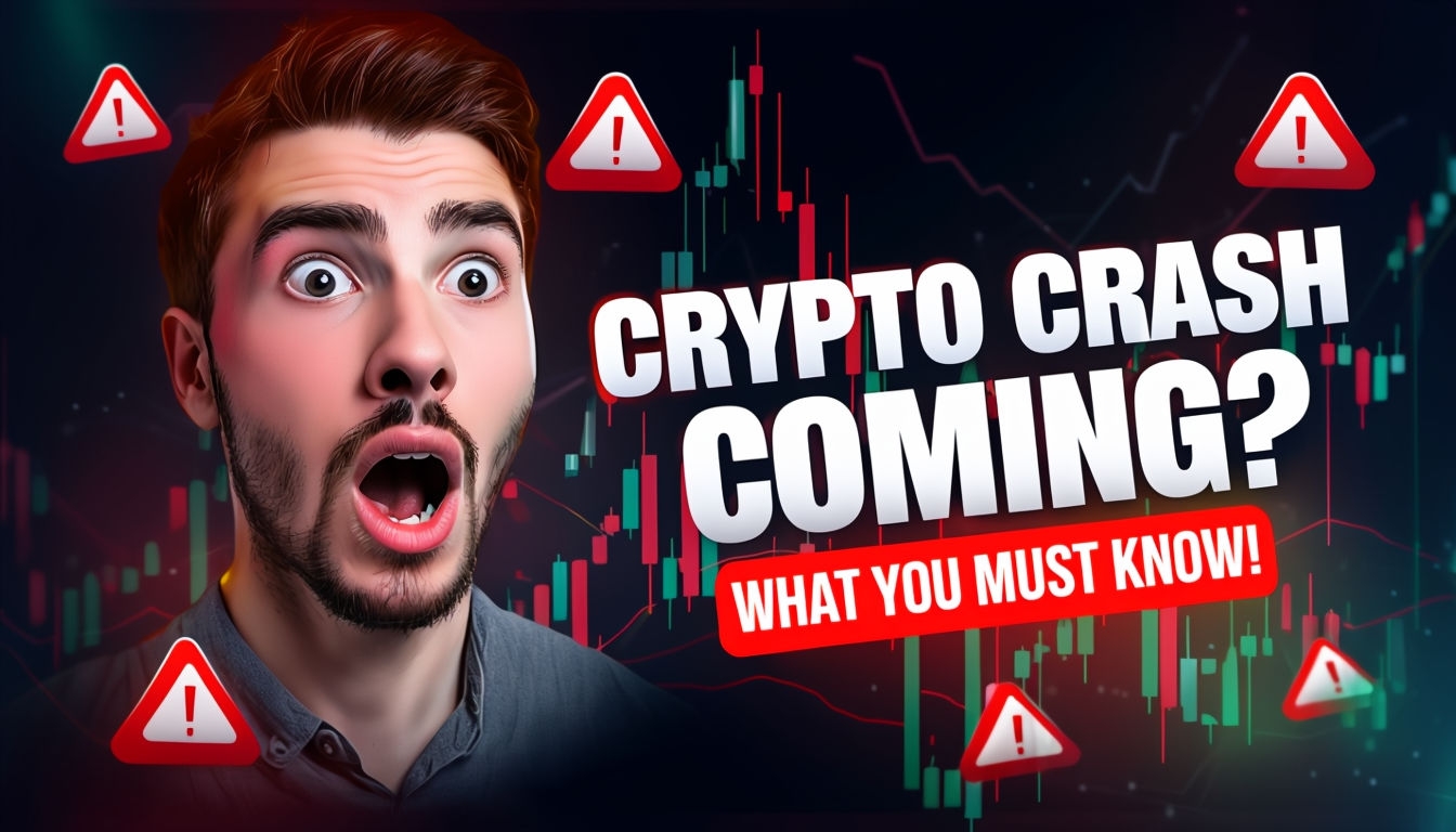Shocked Young Man Warns About Crypto Crash Urgency Graphic Social Media Post