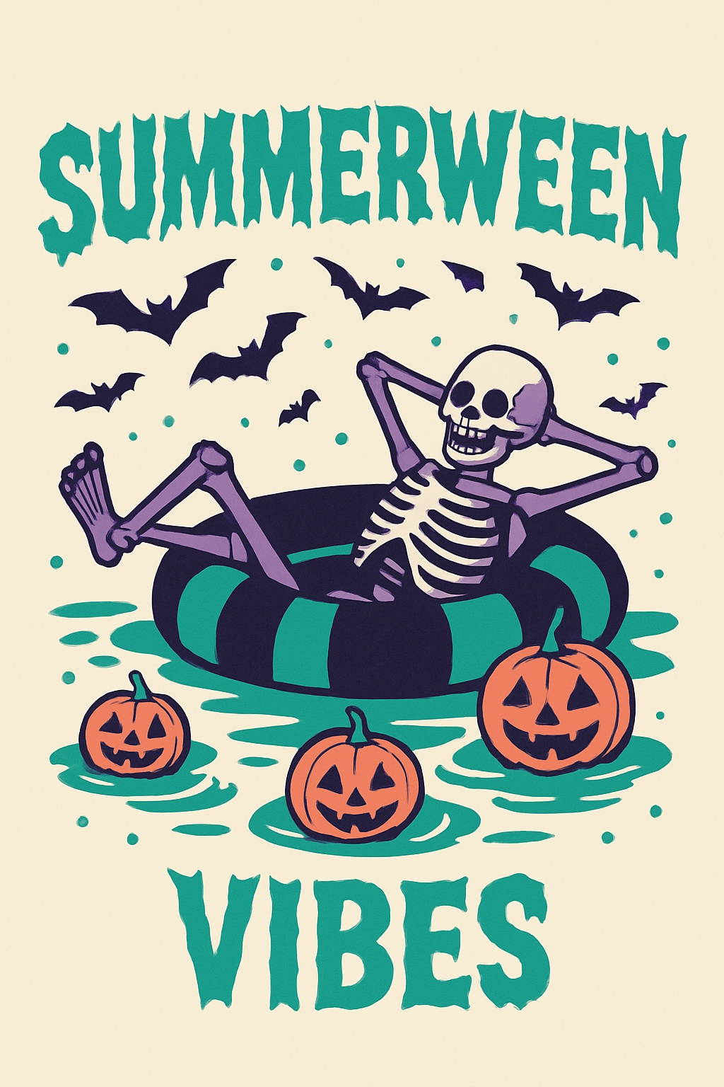 Playful Halloween Skeleton with Summerween Vibes T-Shirt
