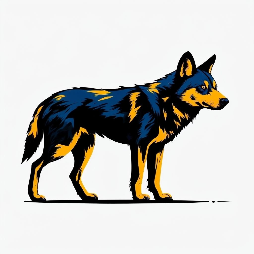 Vibrant Navy Blue Canine Illustration with Amber Accents Mug