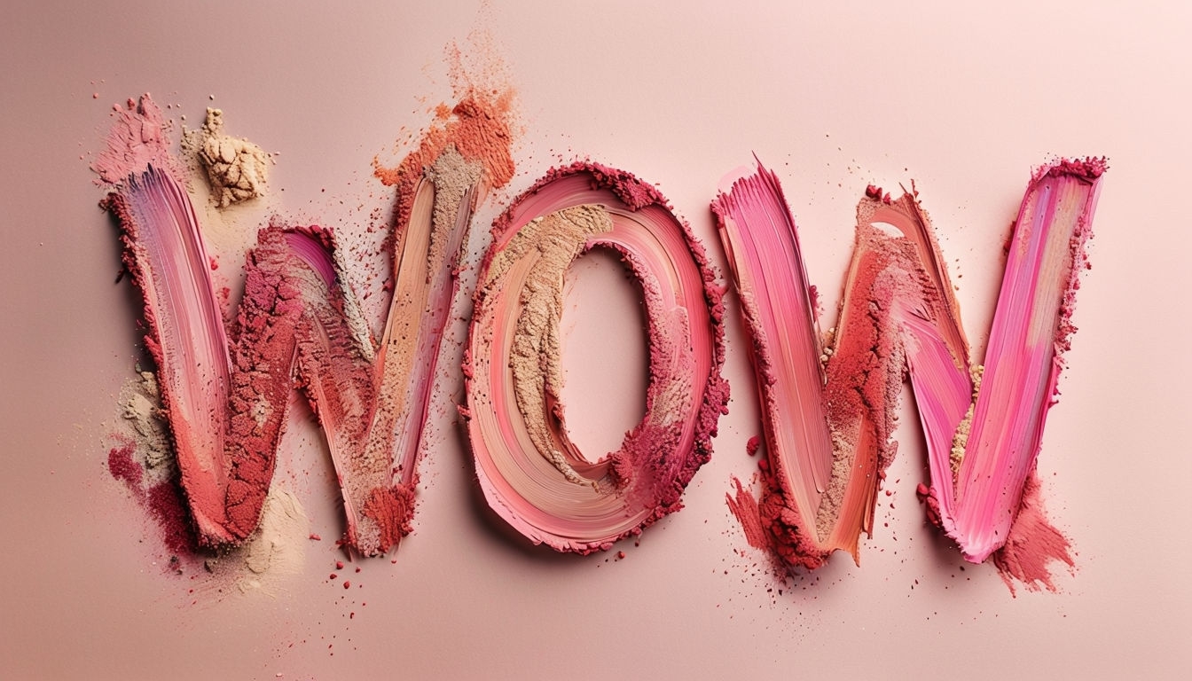 Artistic WOW Makeup Typography Design for Bold Virtual Backgrounds