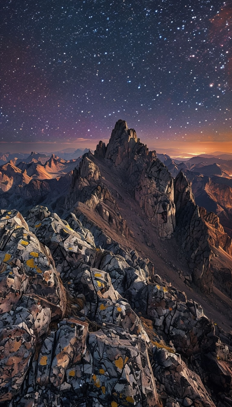 Majestic Night Landscape with Starry Sky and Mountain Peaks Mobile Wallpaper
