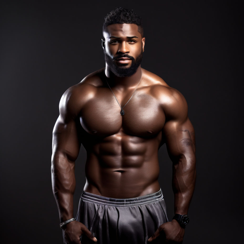 a dark skin muscular man