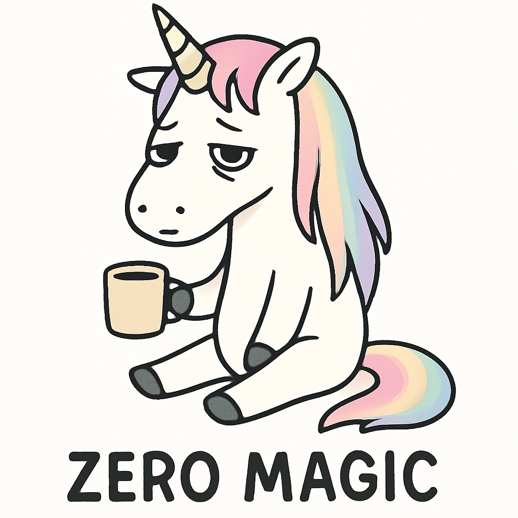 Cute Cartoon Unicorn with Rainbow Mane and Coffee Mug Mug