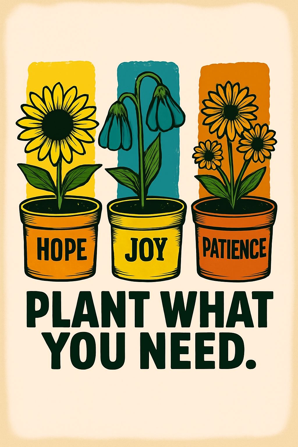 Motivational Flower Pots with Inspirational Text T-Shirt