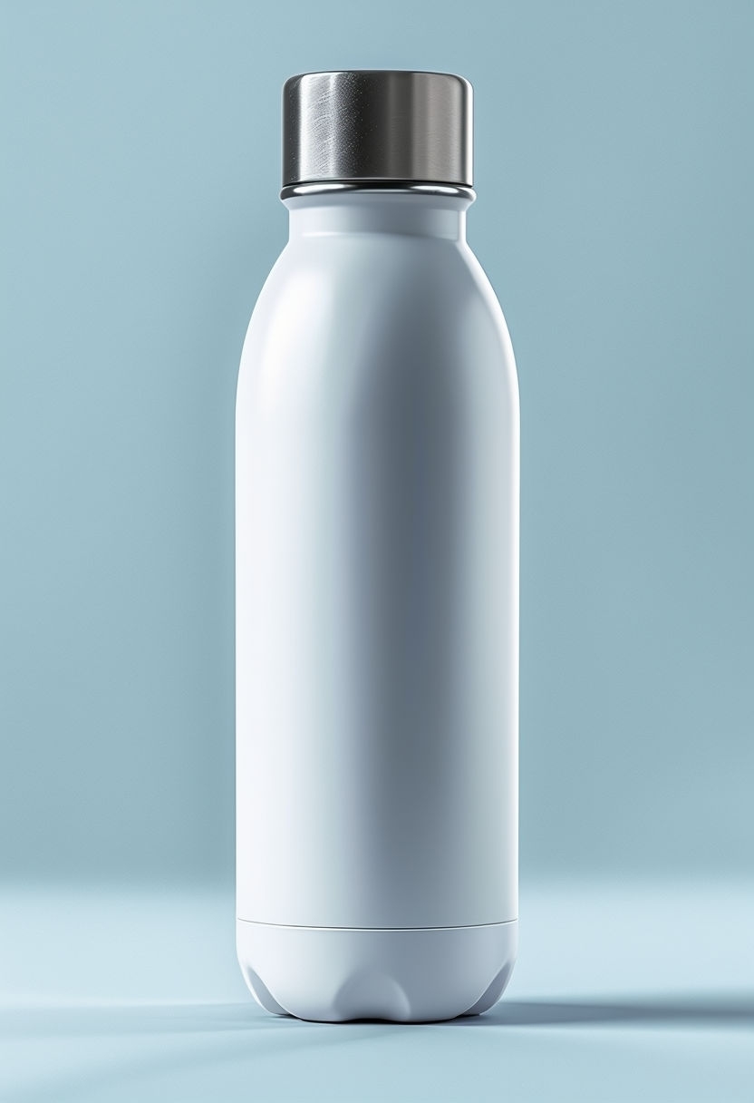 Sleek Modern White Water Bottle Photorealistic Mockup