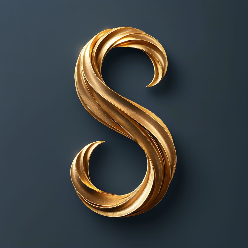 Elegant Gold Interwoven 'S' Logo Design on Charcoal Background Monogram