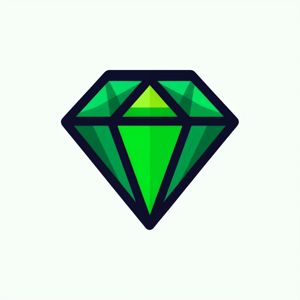 Stylish Green Diamond Shape Flat Design Icon Sticker