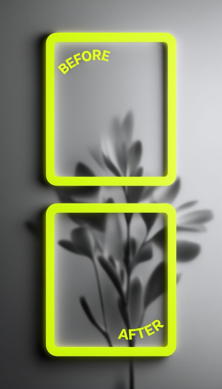 Neon Yellow Frames Before and After Graphic Design Social Media Post