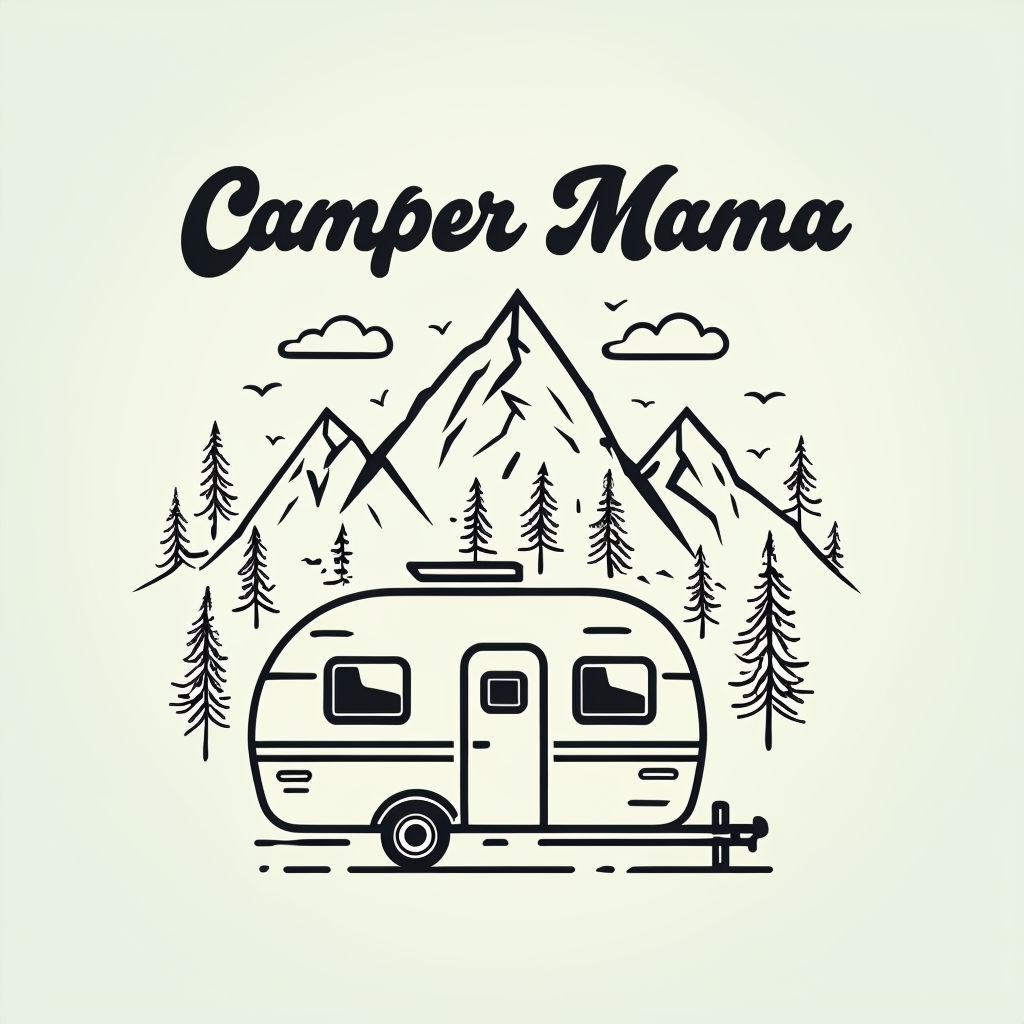 Vintage Camper Mama Line Art Illustration Mug