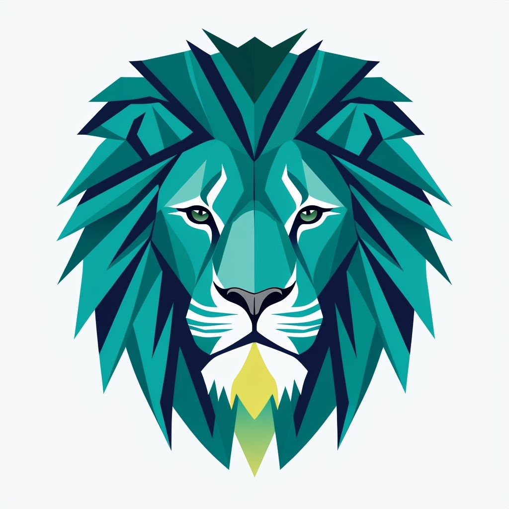 Modern Geometric Lion Face Illustration T-Shirt