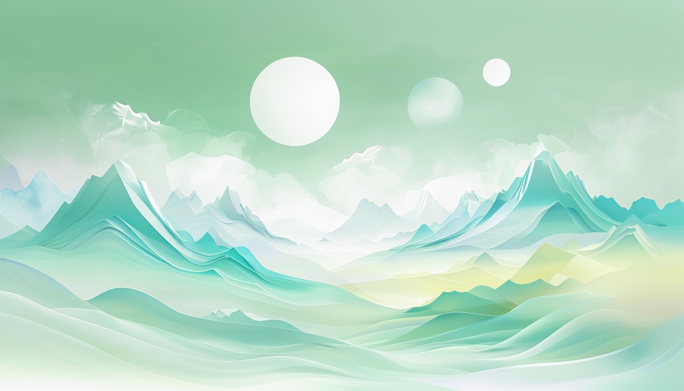 Serene Pastel Landscape with Layered Mountains Virtual Backgrounds
