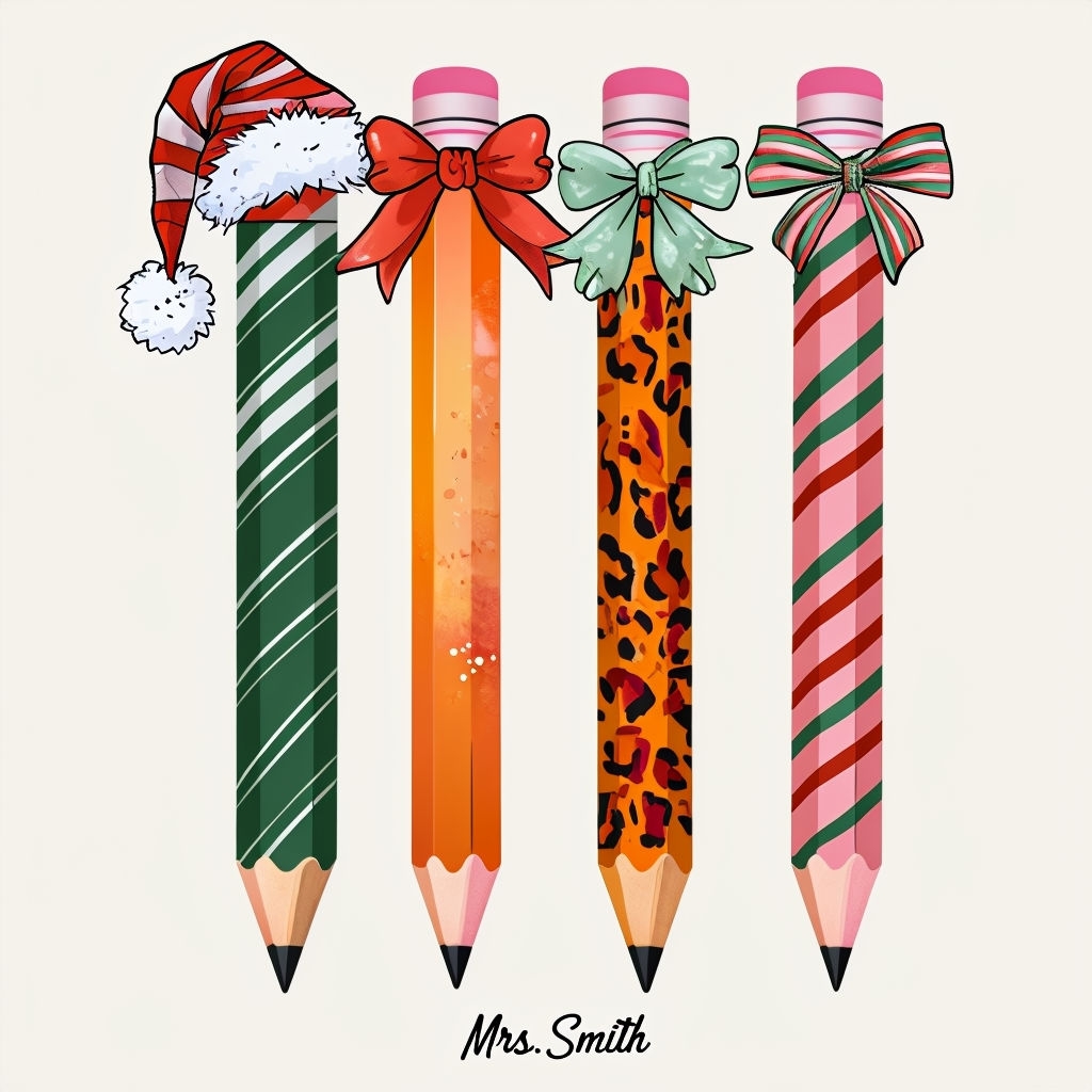 Festive Holiday-Themed Decorated Pencils Mug