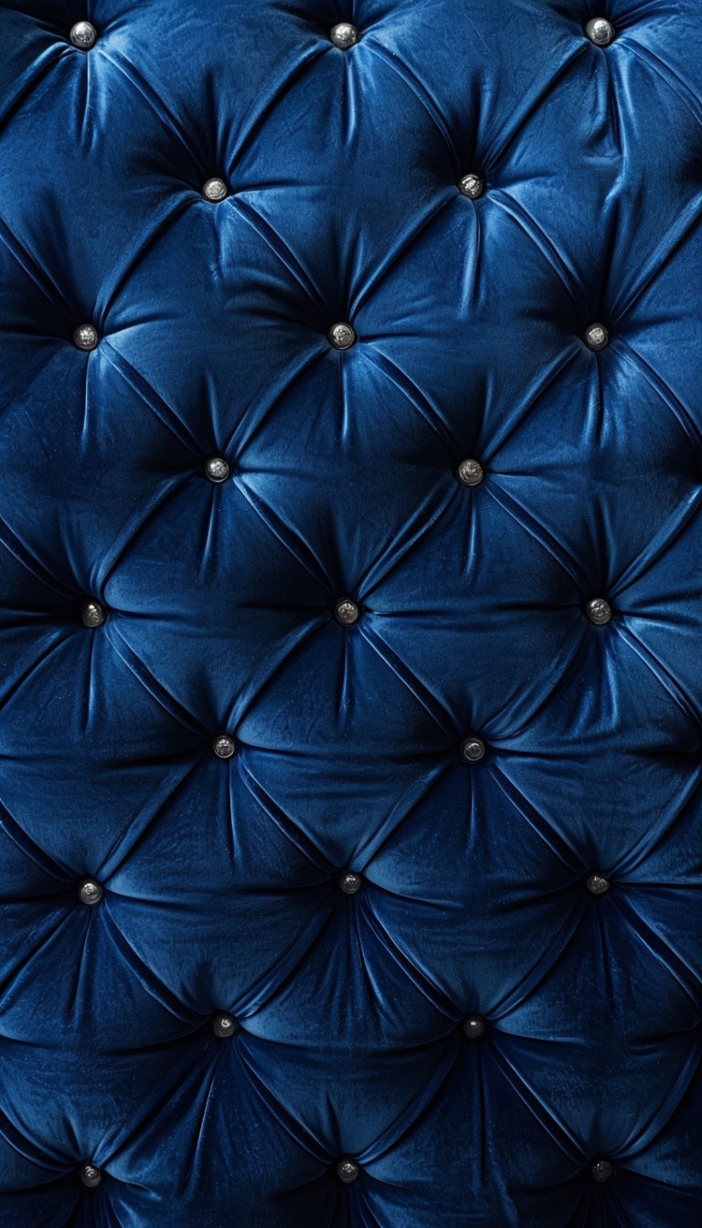 Luxurious Deep Blue Velvet Diamond-Tufted Upholstery Mobile Wallpaper