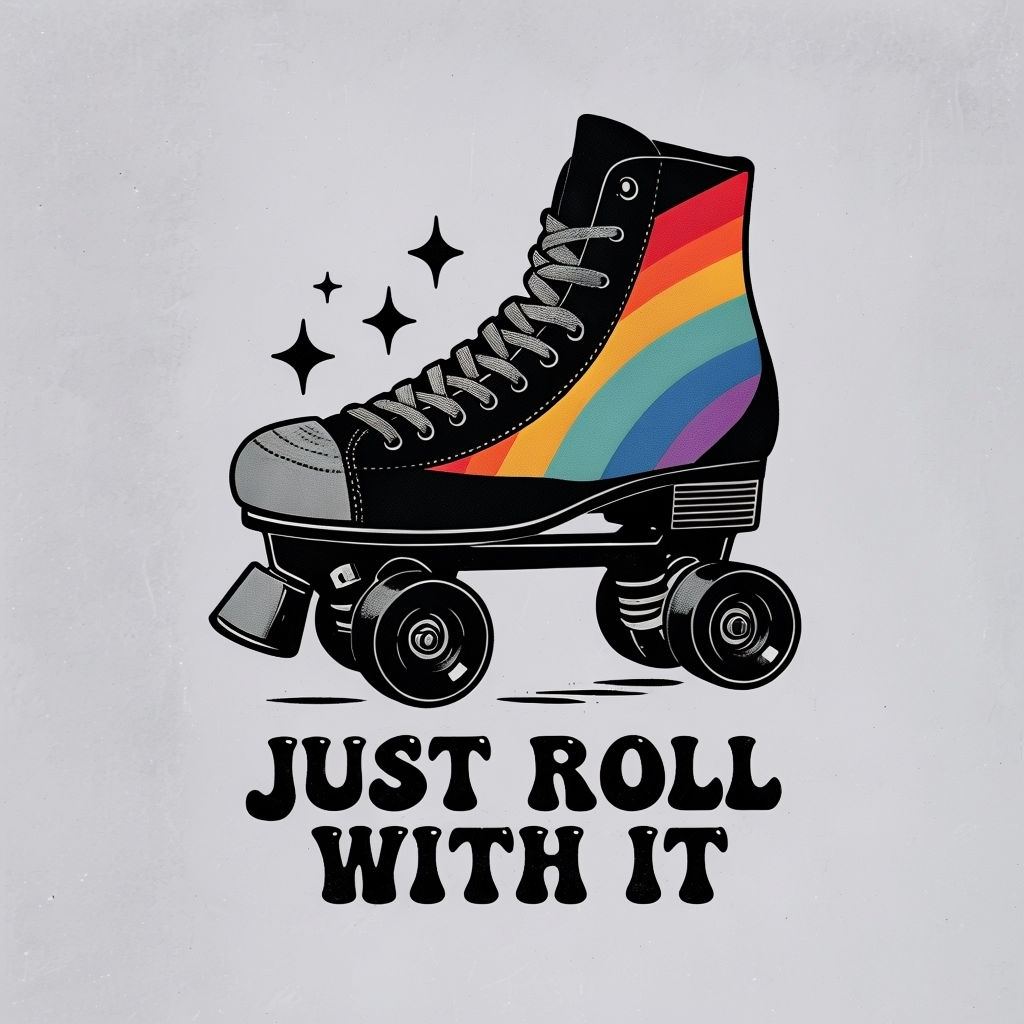 Vintage Roller Skate 'Just Roll With It' T-Shirt