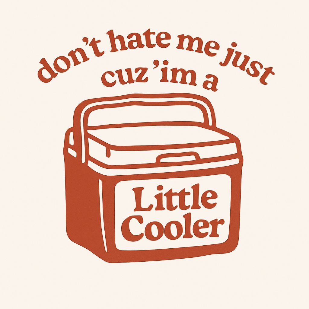 Retro Burnt Orange Little Cooler Cartoon Illustration Sticker