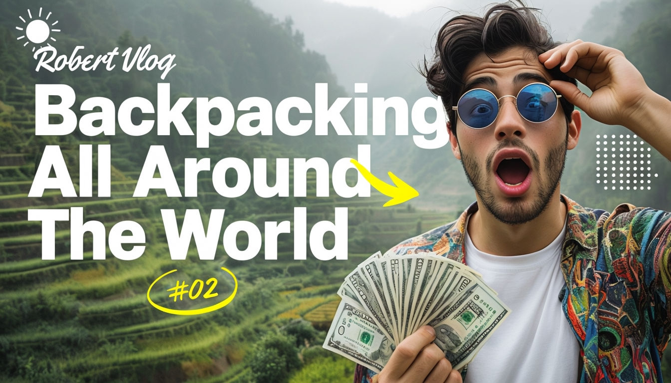 Vibrant Robert Vlog Backpacking Adventure Graphic for Social Media Post