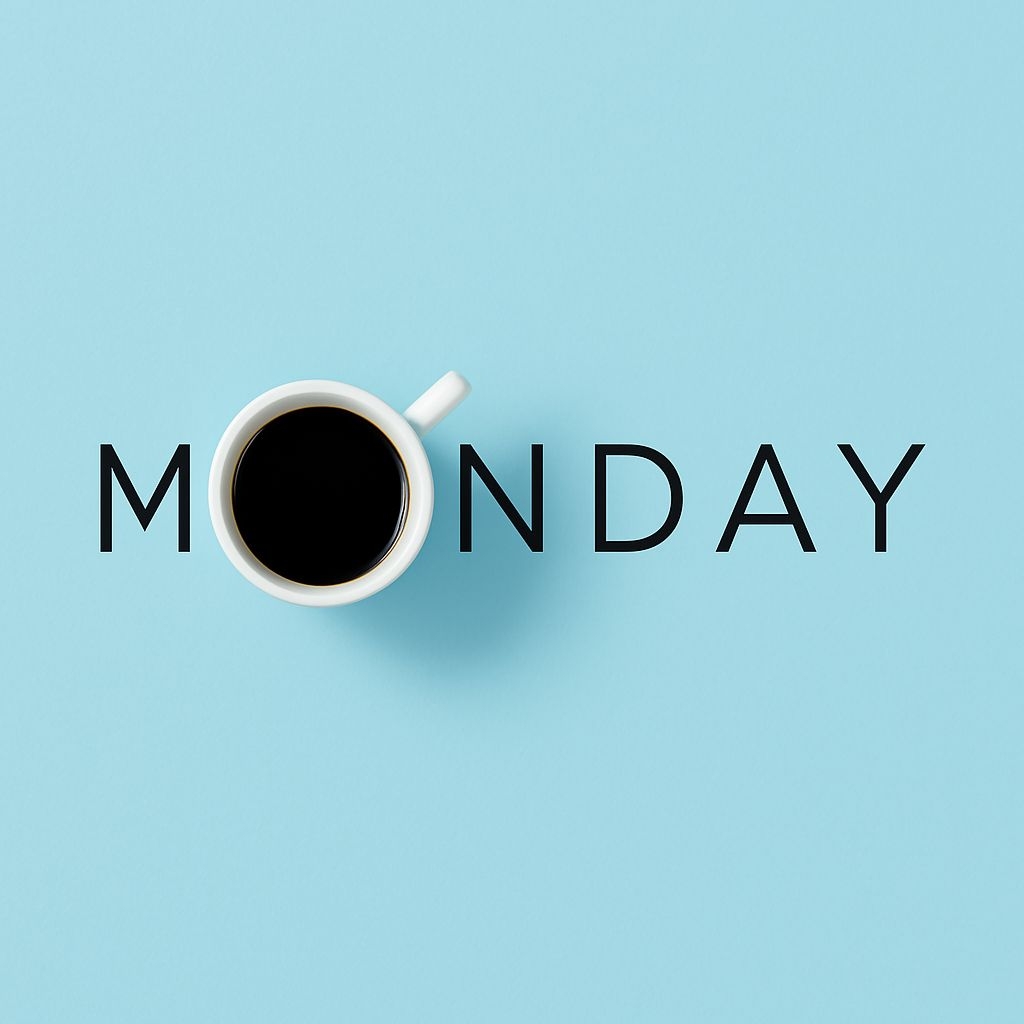 Minimalist Coffee Cup Illustration with Monday Text Social Media Post
