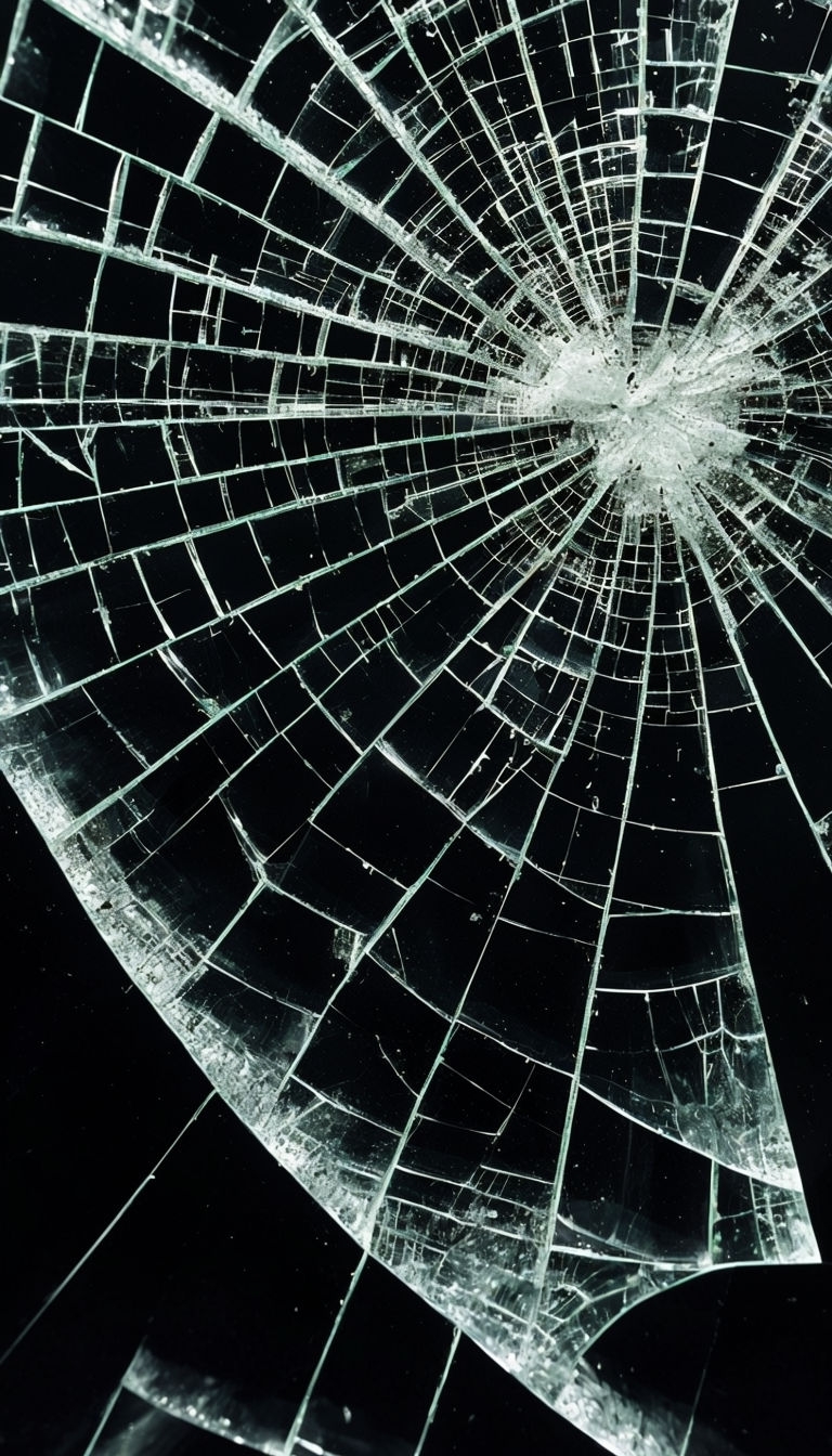 Intricate Cracked Glass Close-Up Art Poster