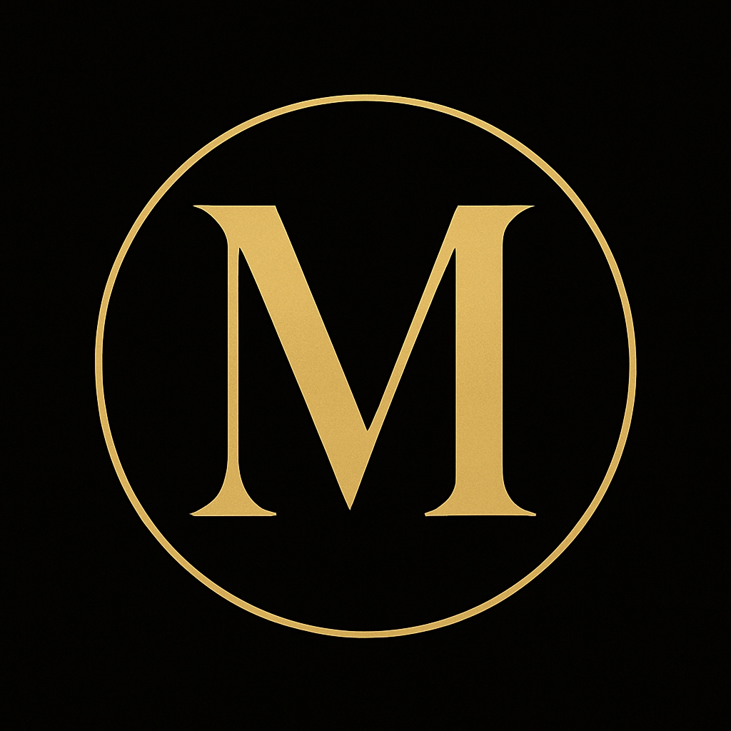 Elegant Gold Serif M Minimalist Logo Design Monogram