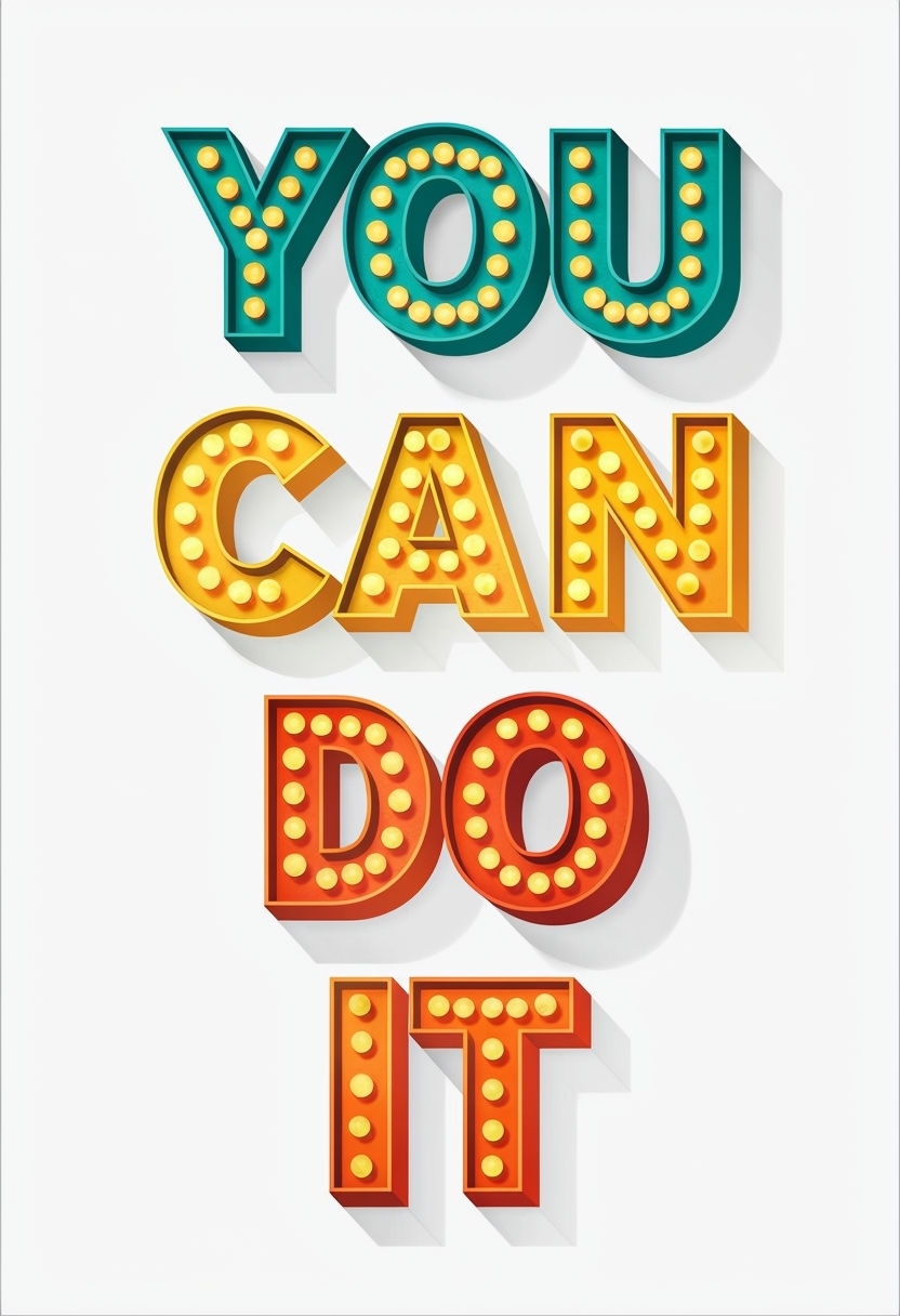 Vibrant Motivational YOU CAN DO IT Marquee Typography Social Media Post