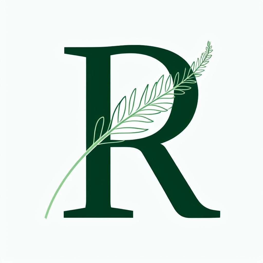 Elegant Minimalist Nature-Inspired 'R' Logo Design Monogram