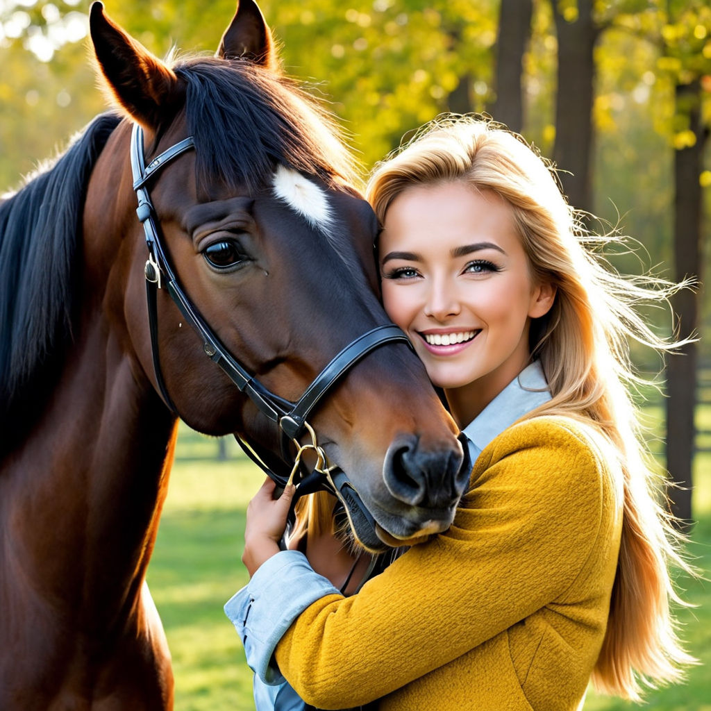 Woman sucking horse cock.