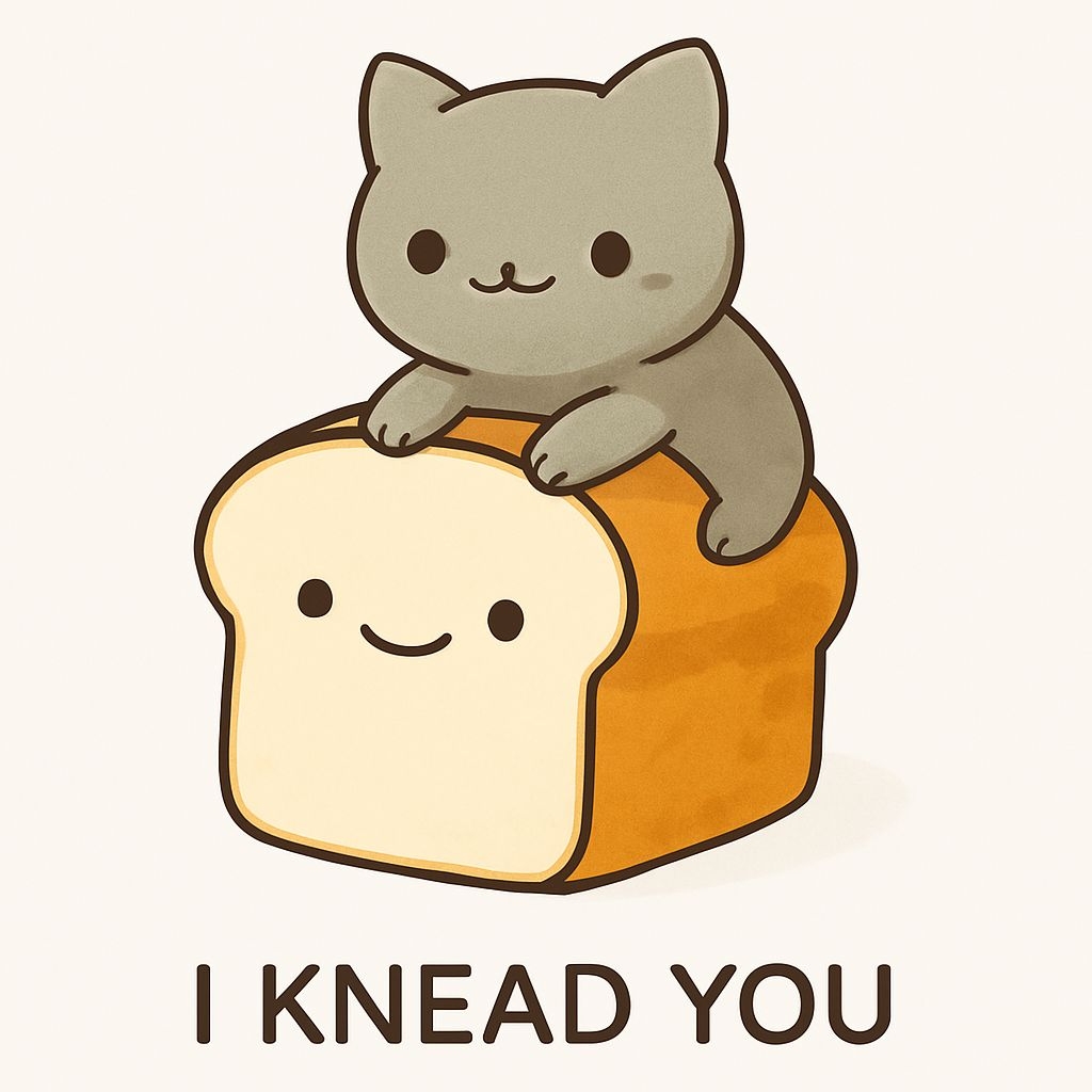 Adorable Gray Cat Kneading Loaf of Bread Cute Sticker