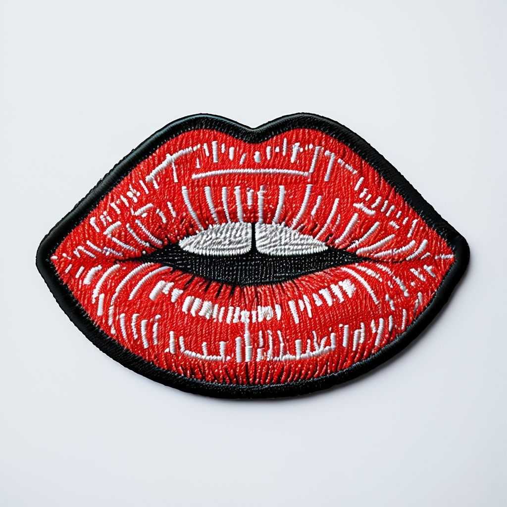 Vibrant Red Lips Embroidered Patch for Fashion Hats
