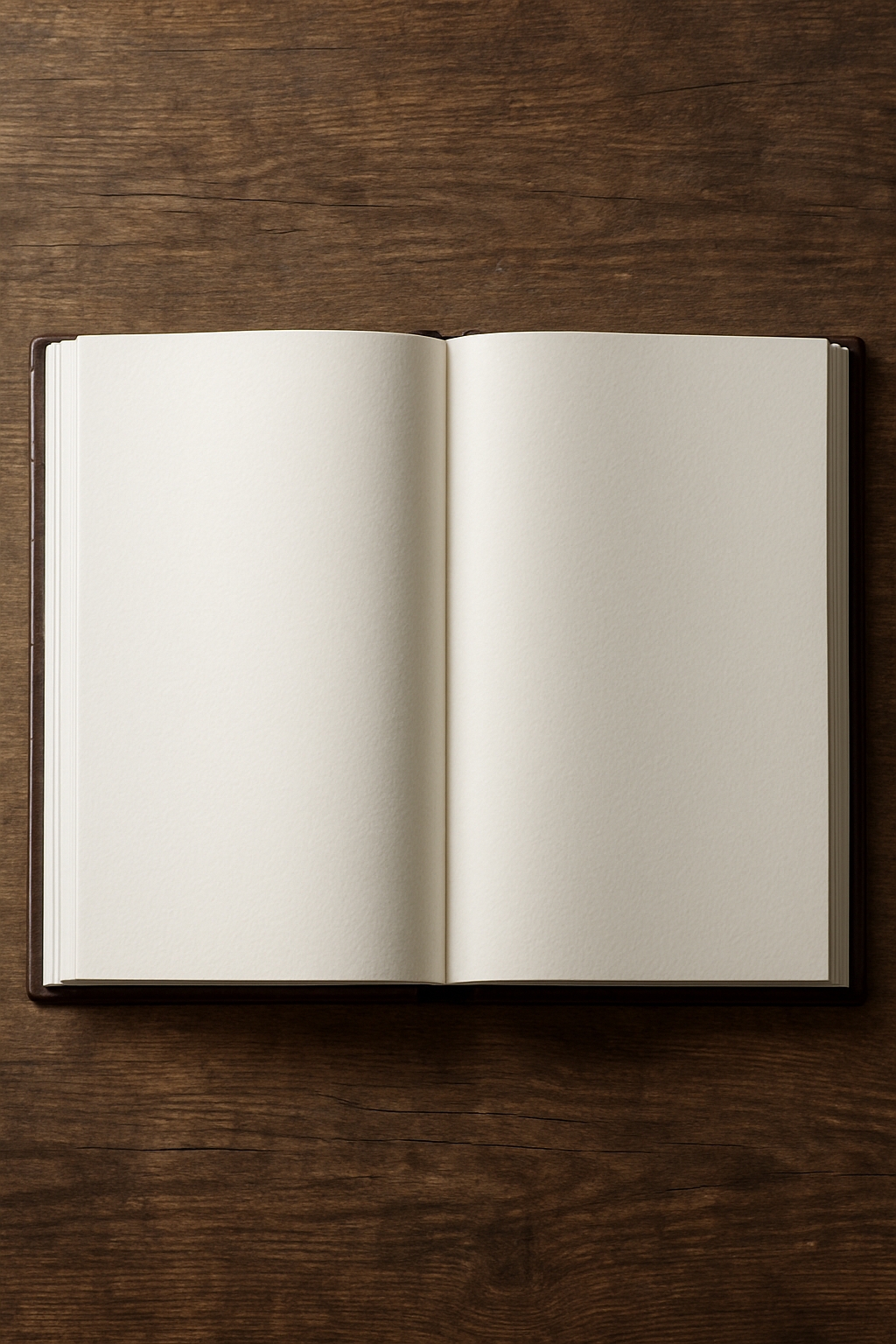 Minimalist Open Notebook on Warm Wooden Surface Mockup