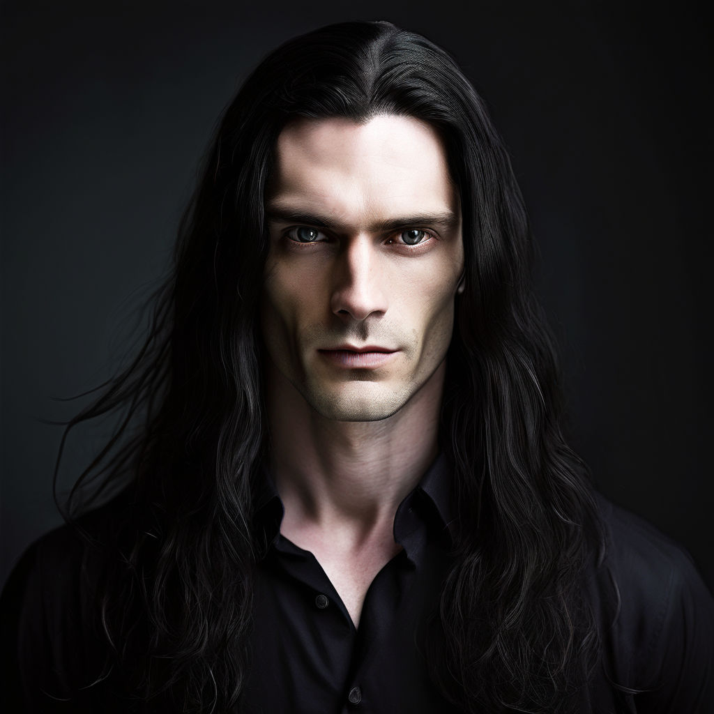 man with long black hair