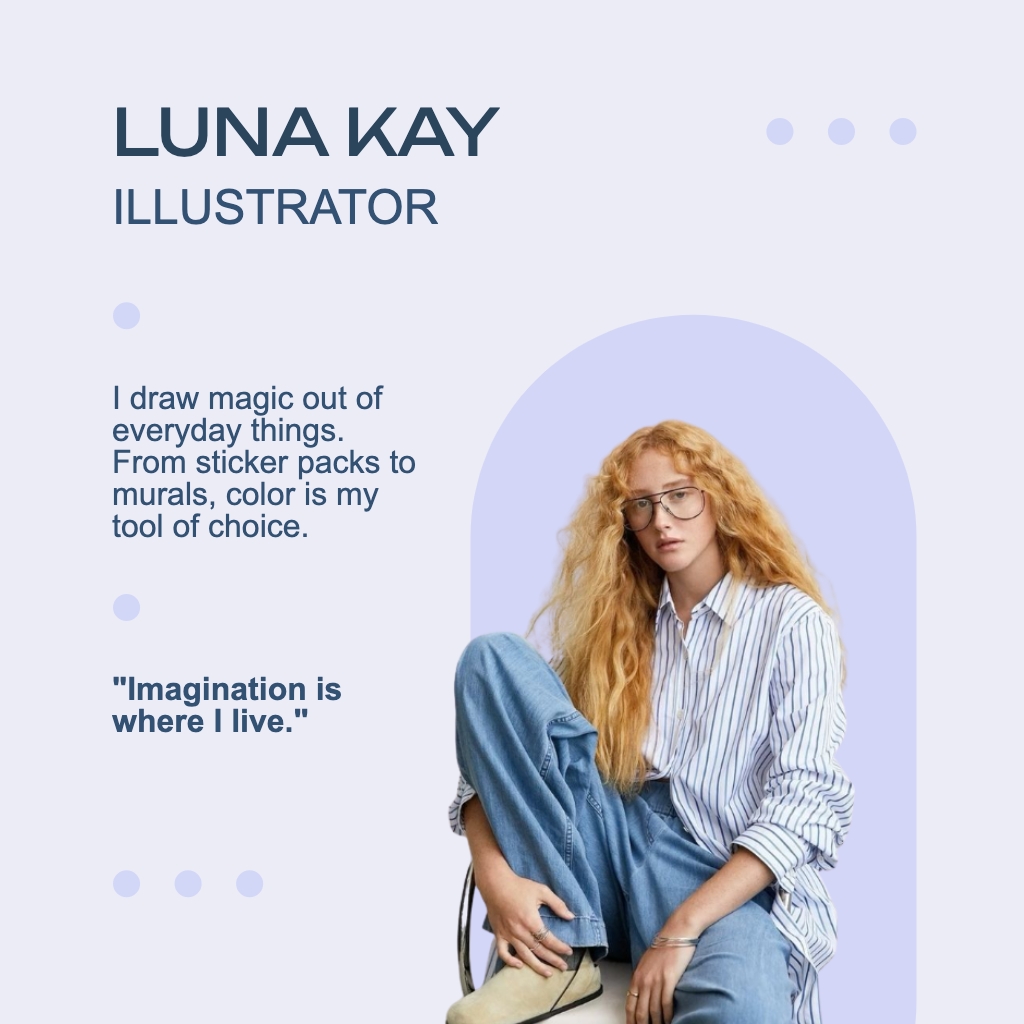 Modern Minimalist Graphic of Young Woman in Lavender Background Instagram Post