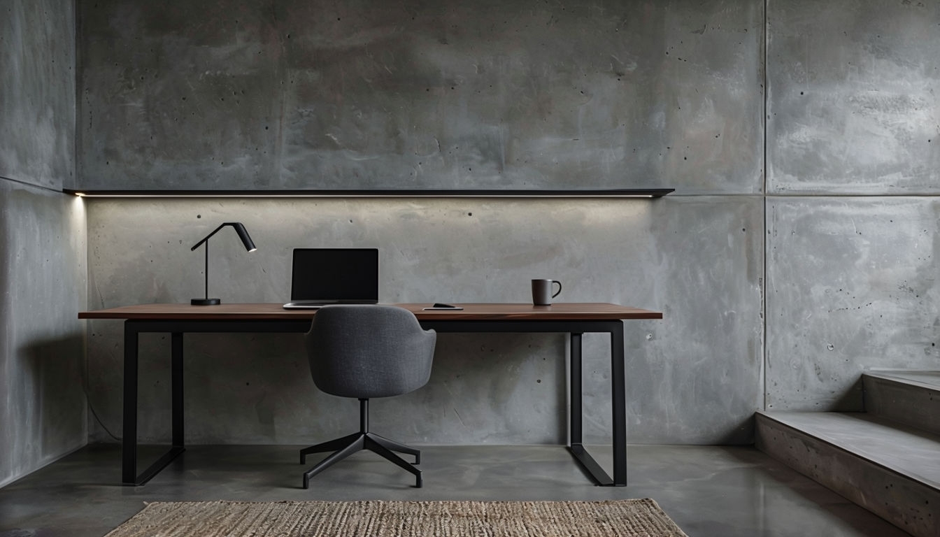 Minimalist Industrial Home Office Virtual Background Design