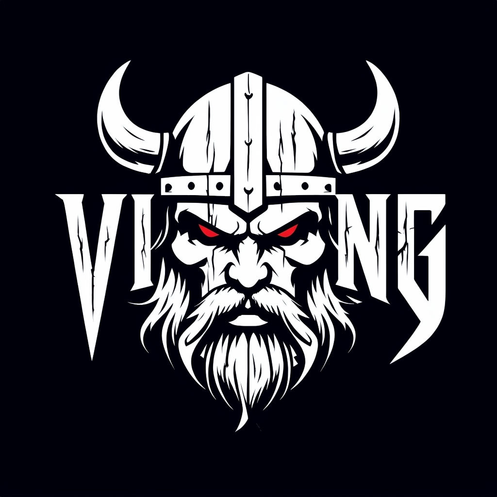 Bold Viking Logo Design with Helmet Illustration T-Shirt