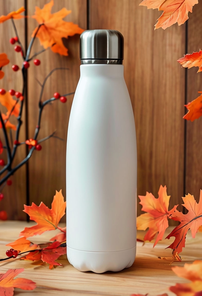 Elegant White Stainless Steel Water Bottle Autumn Art Poster