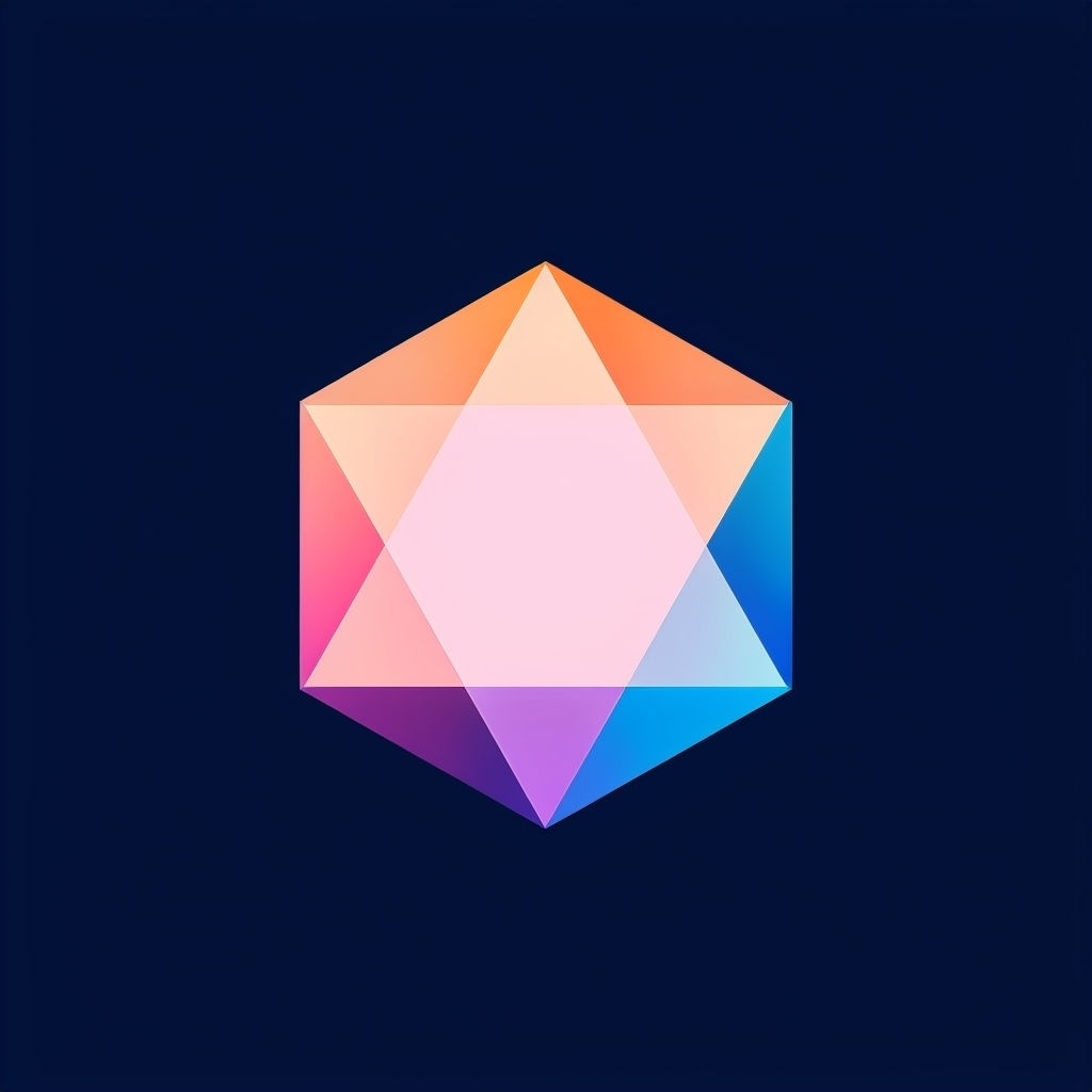 Colorful Geometric Hexagon Design on Midnight Blue Background Logo