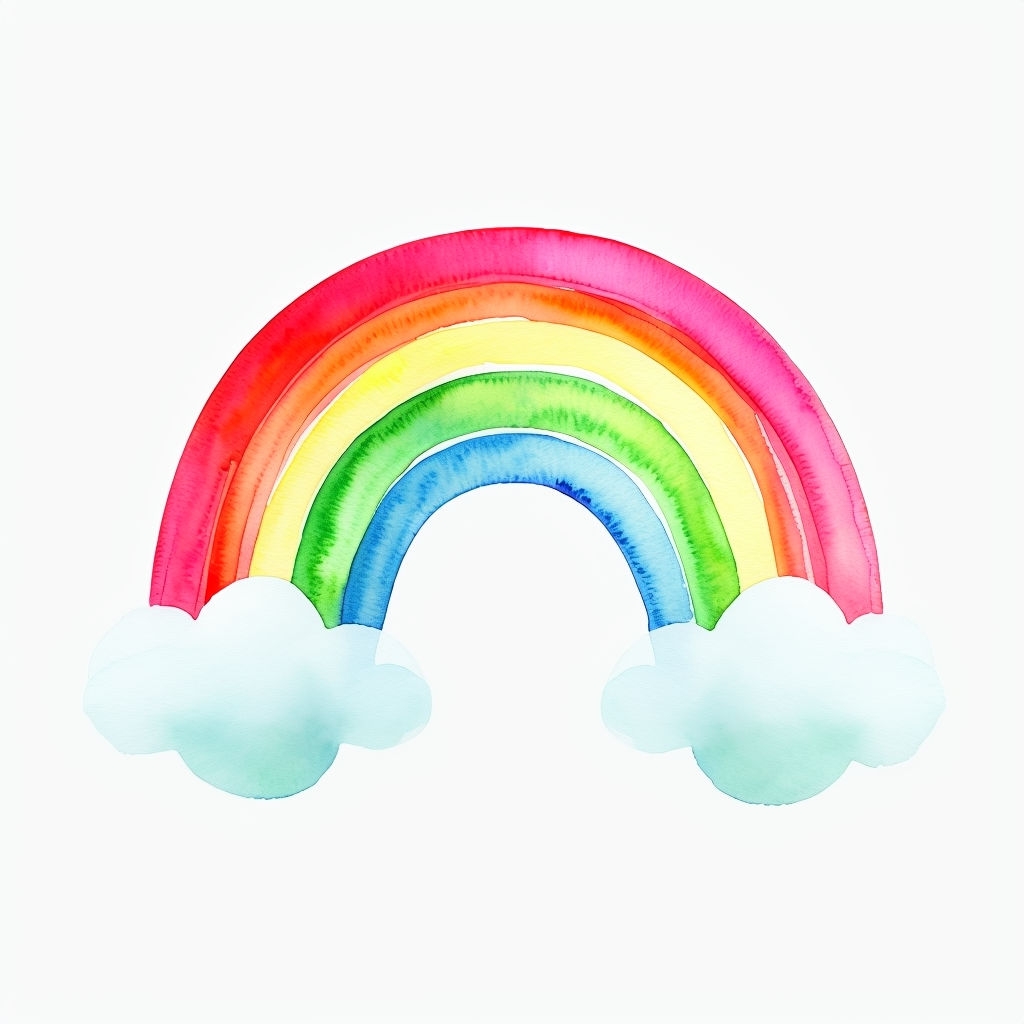 Cute Watercolor Rainbow with Clouds Sticker