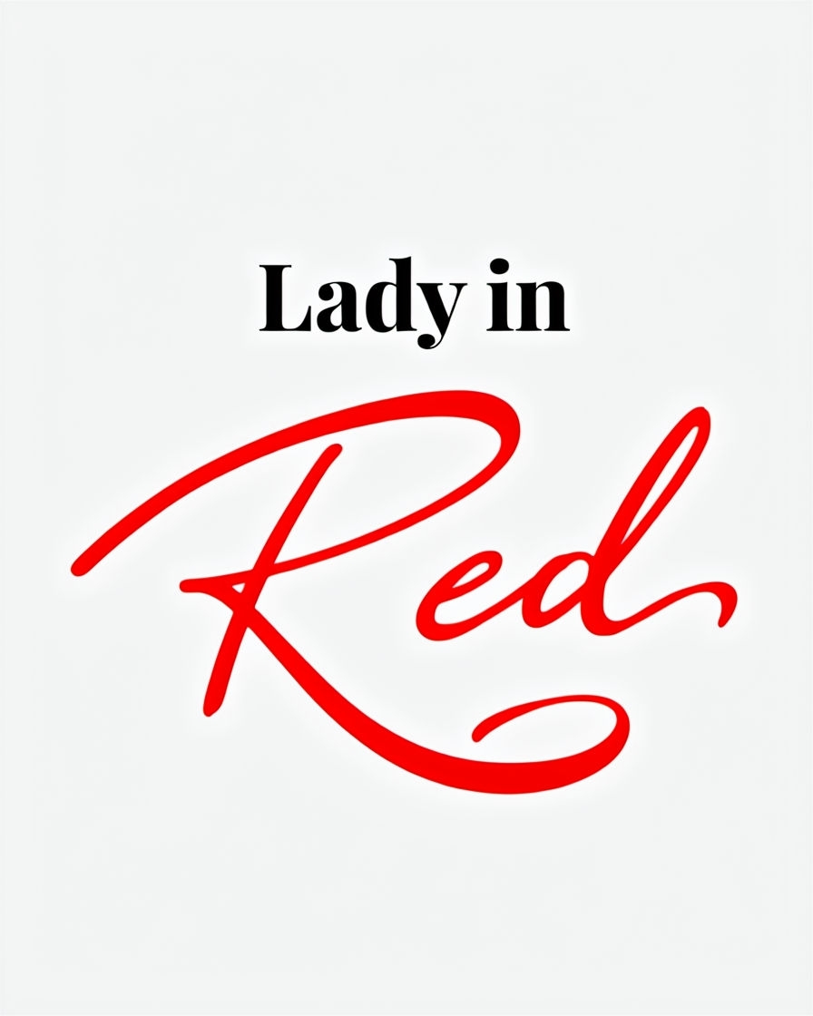 Lady in Red Minimalist Text Design Poster