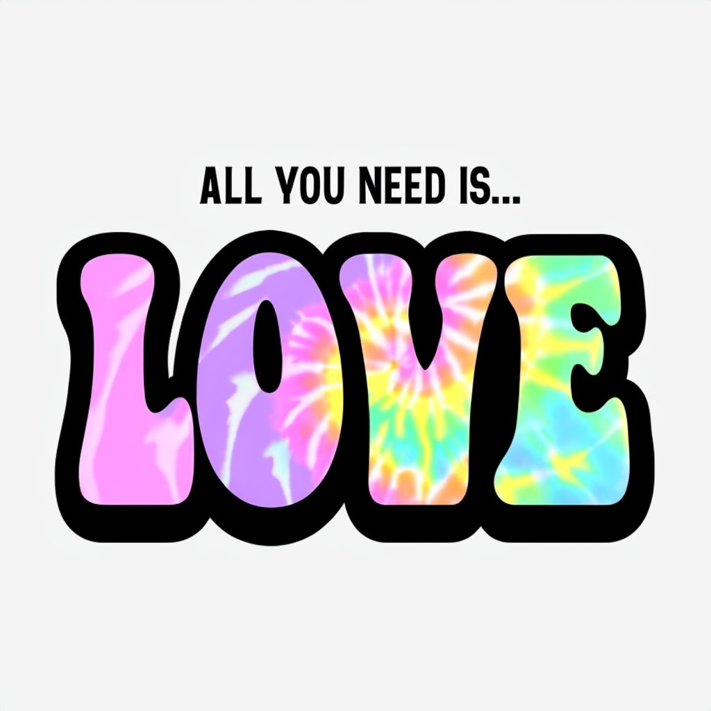 All You Need is Love Tie-Dye Graphic Design T-shirt