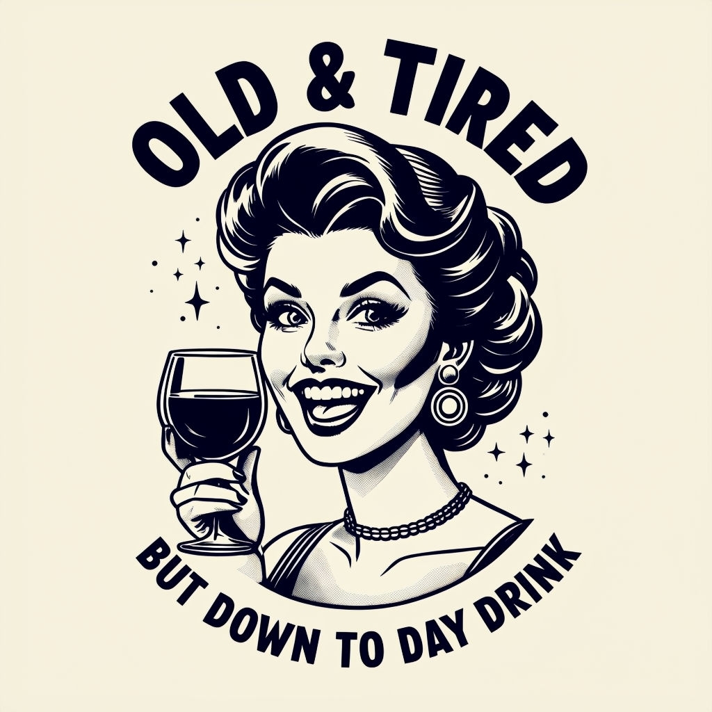 Playful Vintage Woman Toasting with Wine Glass T-Shirt