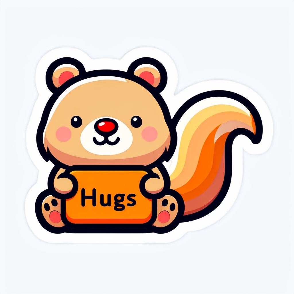 Cute Cartoon Animal Offering Hugs Sticker Design