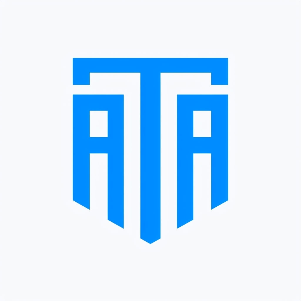 Modern Monochromatic Shield Logo with AT A Lettering Monogram