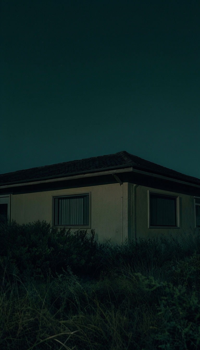 Mysterious Nighttime Building with Muted Tones Mobile Wallpaper