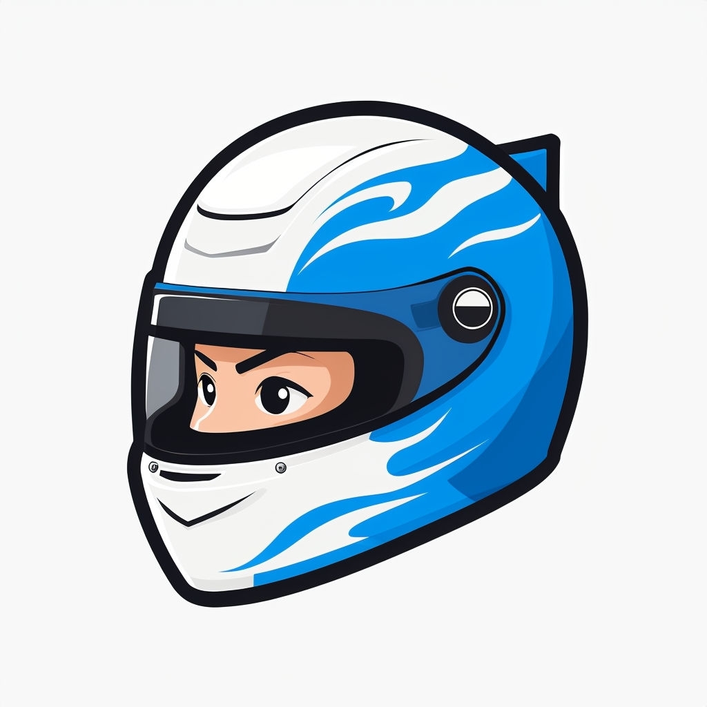 Stylized Chibi Racing Helmet Illustration Sticker