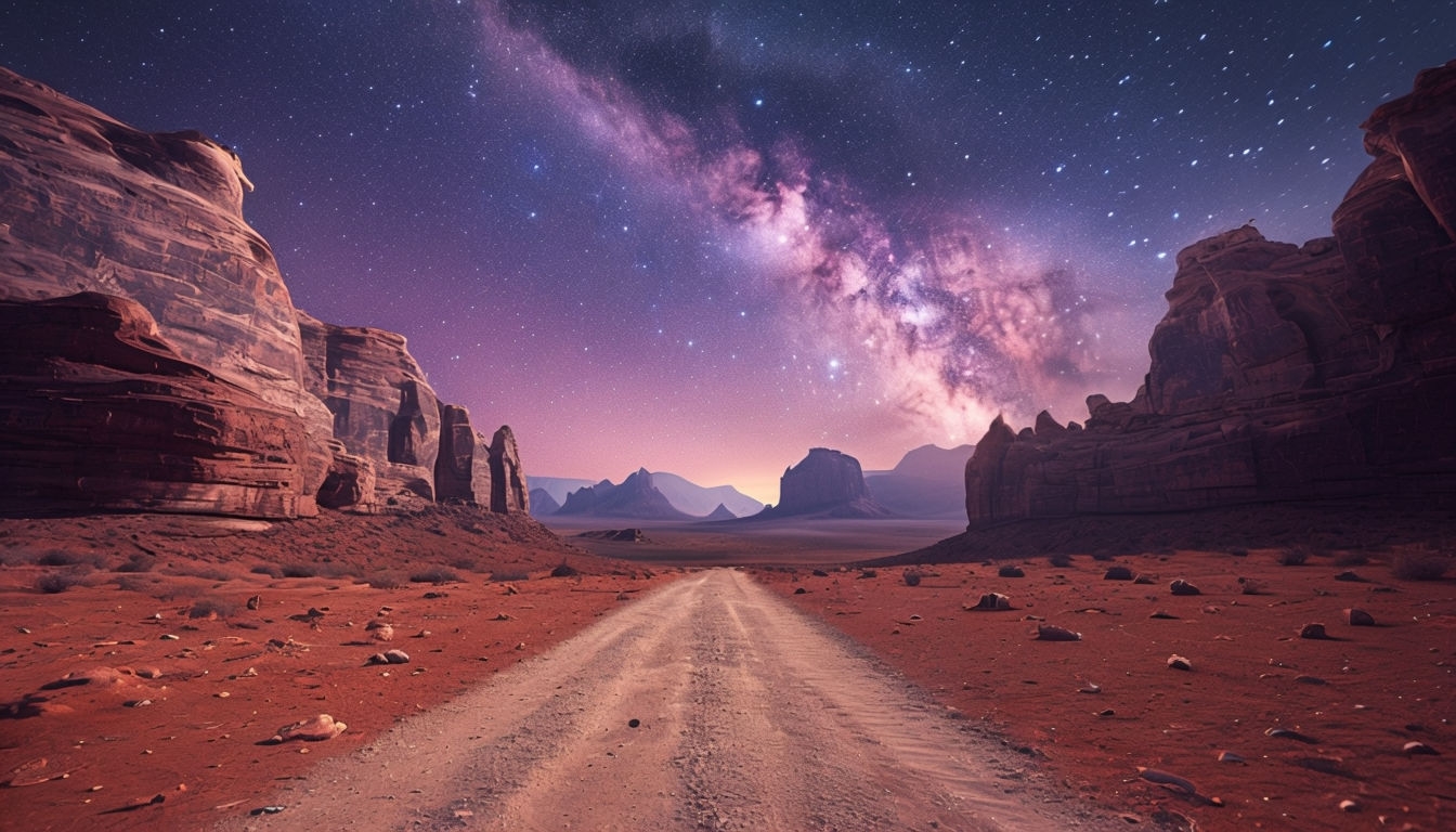 Serene Desert Night Landscape with Milky Way Virtual Background