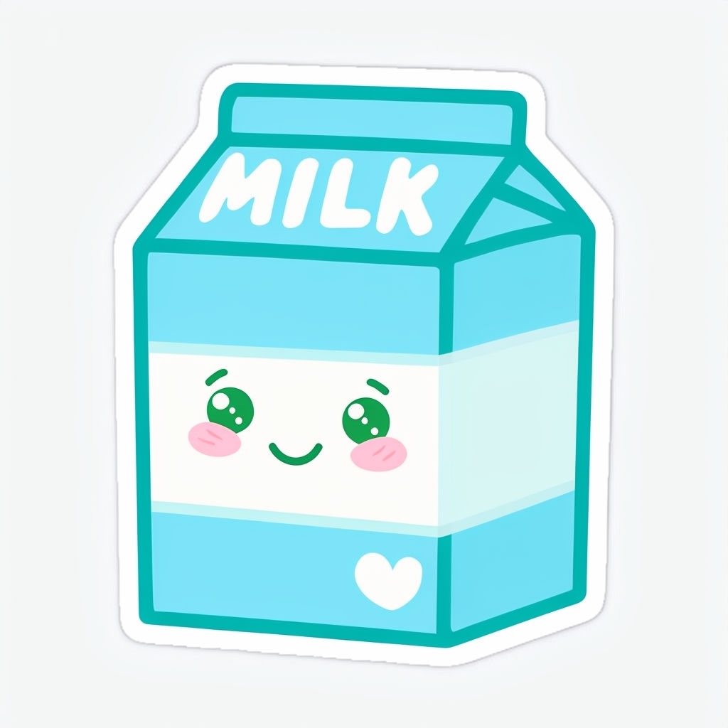 Cute Cartoon Milk Carton Character Sticker